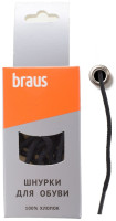 Шнурки тонкие 60см ЧЕРНЫЕ BRAUS 3006