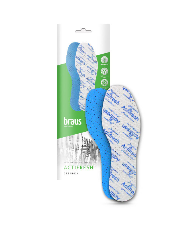 Стельки ANTIFRESH (латекс с хлопковой тканью+антибатериальная пропитка) BRAUS 2420