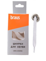 Шнурки плоские 120см БЕЛЫЕ BRAUS 3408